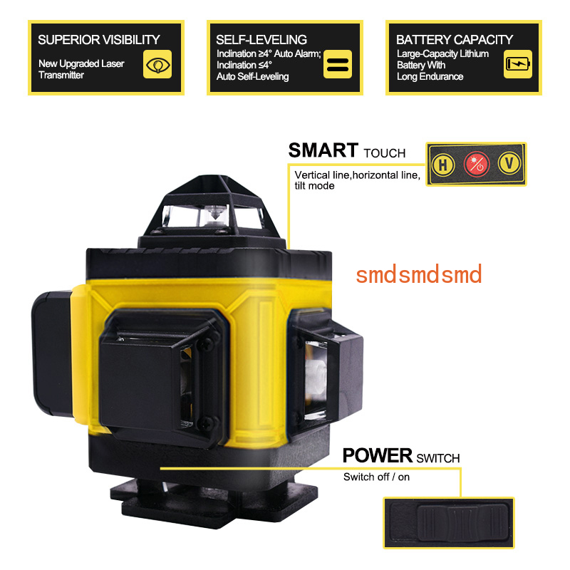 Laser Level 16 Lines 4D Green - เครื่องระดับเลเซอร์ 4 มิติ 16 เส้น แนวตั้งและแนวนอน