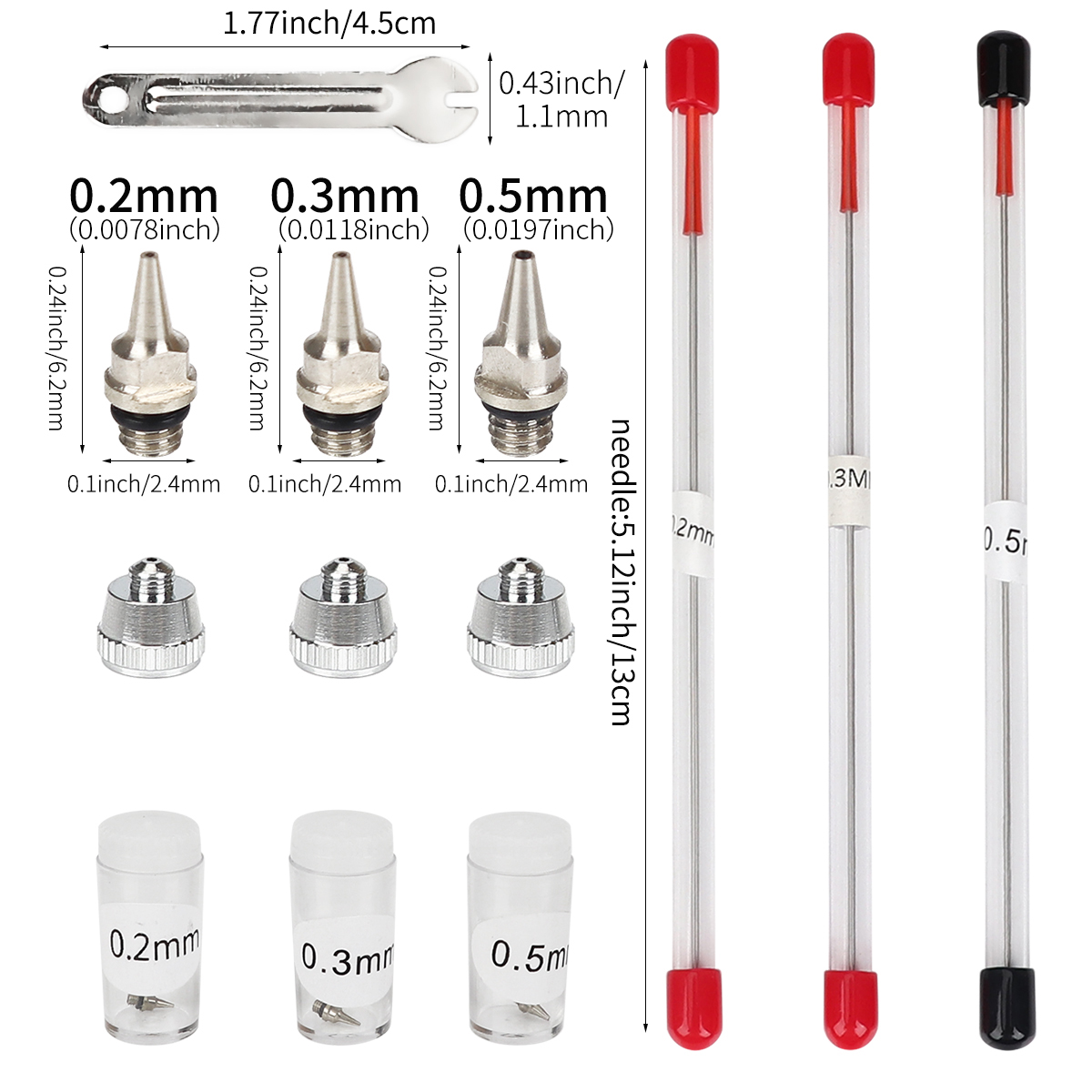 Airbrush Kit With Mini Compressor - 3pcs ชุด 0.2/0.3/0.5mm Airbrush หัวฉีดเข็ม Airbrushes