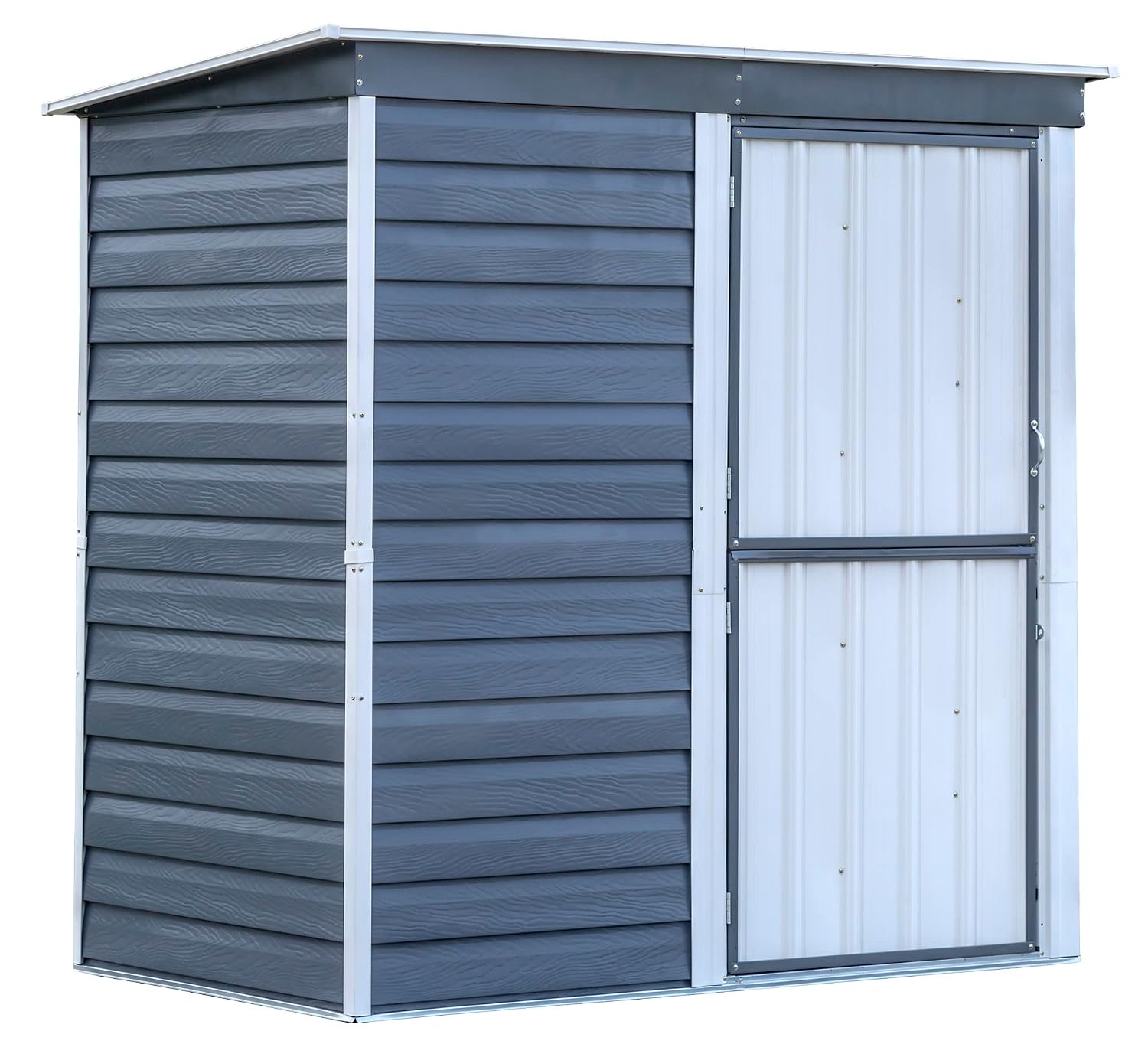Garden Tools - โรงเก็บของเหล็กชุบสังกะสีขนาดกะทัดรัดพร้อมหลังคาทรงจั่ว ขนาด 6'x4' สำหรับเก็บอุปกรณ์ทำสวนกลางแจ้ง สามารถปรับแต่งได้