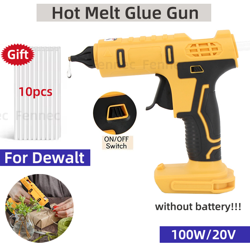 Hot Melt Glue Gun Cordless - ปืนยิงกาวไฟฟ้าไร้สายแบบมือถือพร้อมหัวฉีดพ่นด้วยความร้อน10แท่งสำหรับ DeWalt ไม่มีแบตเตอรี่