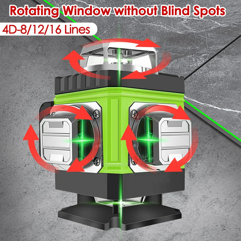 Laser Level 16 Lines 4D Green - 8/12/16 เส้นเลเซอร์ระดับ 4D สายสีเขียว Self-leveling 360