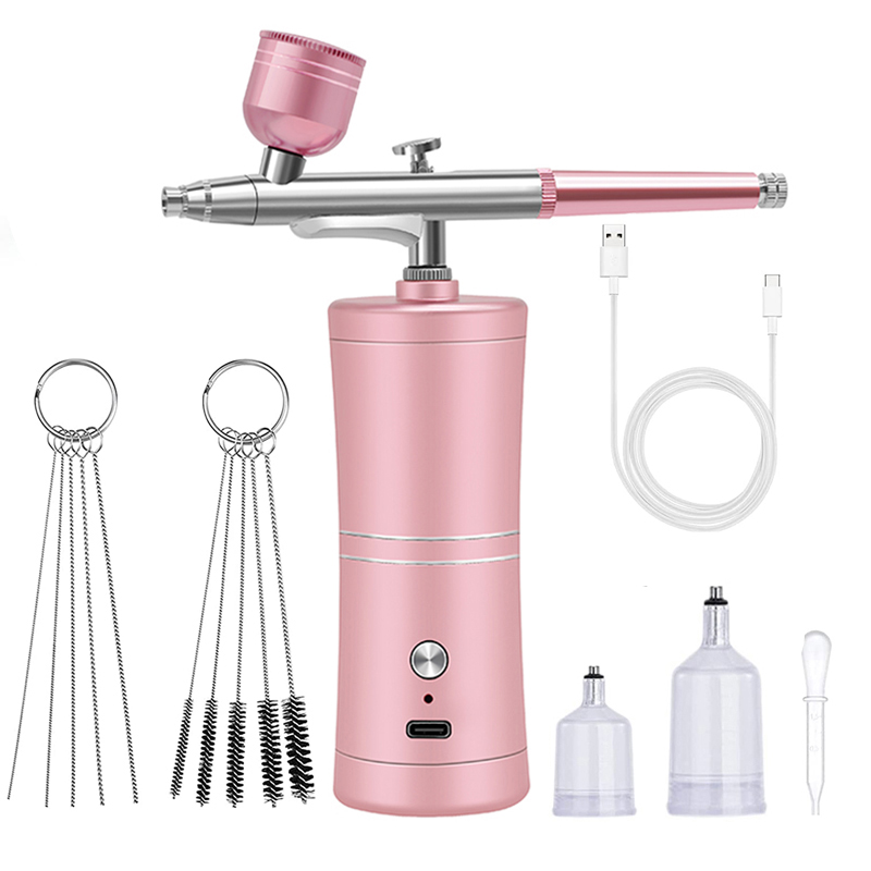 Airbrush Kit With Mini Compressor - Airbrush สําหรับเล็บสีศิลปะแบบพกพาไร้สาย Air Brush ปืนเล็บคอมเพรสเซอร์ตกแต่งเล็บเค้กแต่งหน้าเคลือบเงาสเปรย์