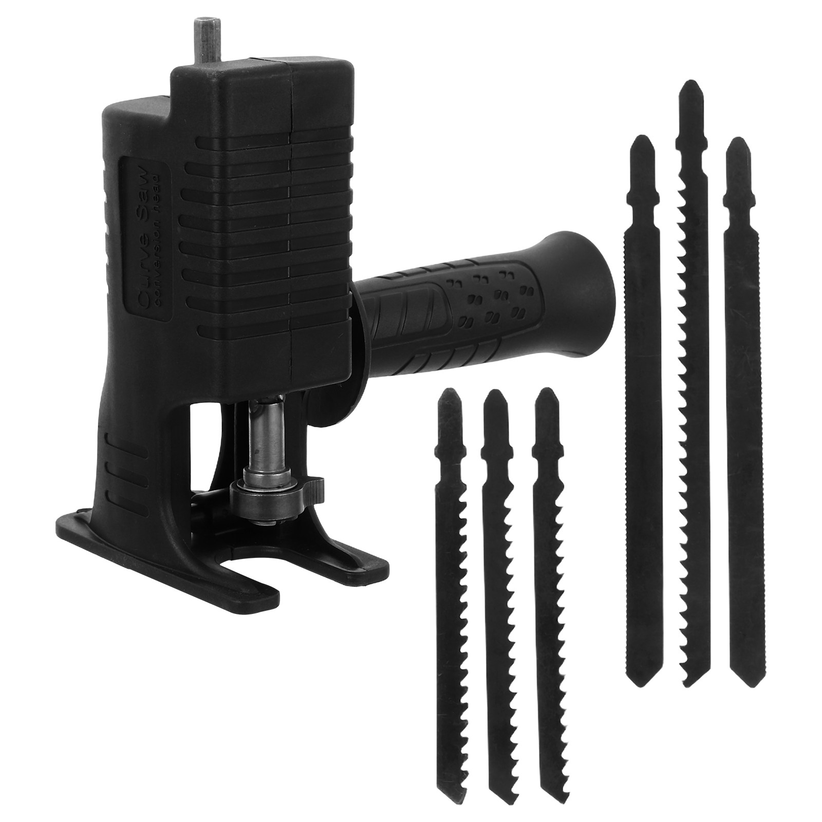 Reciprocating Saw Attachment Drill - ชุดอุปกรณ์แปลงสว่านไฟฟ้า 7 ชิ้น สีดำ แบบพกพา พร้อมใบเลื่อยแบบลูกสูบ