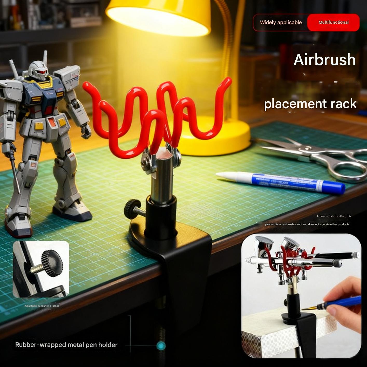 Airbrush Kit With Mini Compressor - ชุดขาตั้งแอร์บรัชแบบยึดติดด้วยแรงโน้มถ่วง สำหรับปืนพ่นสีแอร์บรัช พร้อมที่ยึด 2 จุด สำหรับติดตั้งบนโต๊ะหรือแท่น