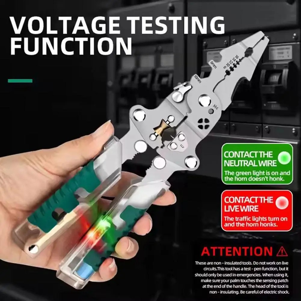 Automatic Wire Stripper Cutter - Foldablbe คีมปอกสายไฟการทดสอบแรงดันไฟฟ้าสายตัด CRIMPING คีมมัลติฟังก์ชั่น Wire Stripper