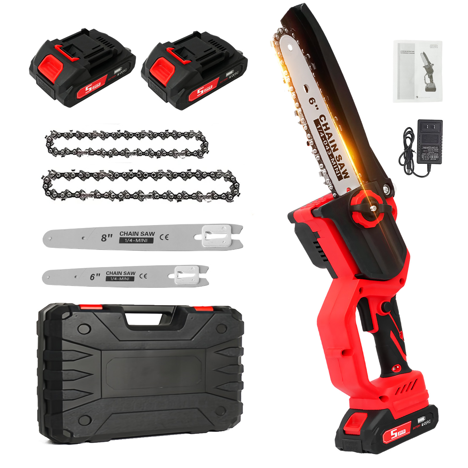Mini Electric Chainsaw 6 Inch - เลื่อยไฟฟ้า 1380W ความเร็วสูง ไร้แปรงถ่าน 30 ฟุต/วินาที