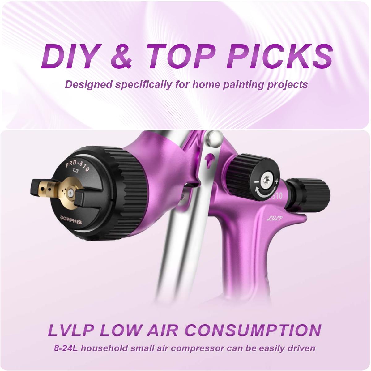 Airbrush Kit With Mini Compressor - ปืนพ่นสีแบบ LVLP รุ่น PORPHIS PRD-510 หัวฉีด