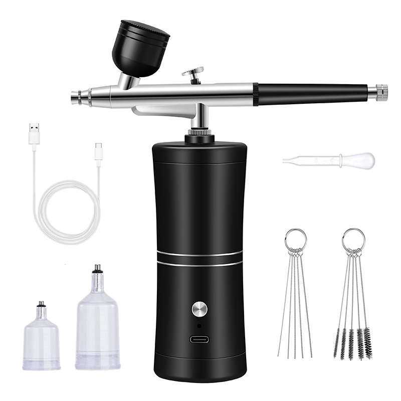 Airbrush Kit With Mini Compressor - แบบพกพาไร้สาย Airbrush คอมเพรสเซอร์ Single Action สเปรย์ปืนสําหรับใบหน้าความงามเล็บ