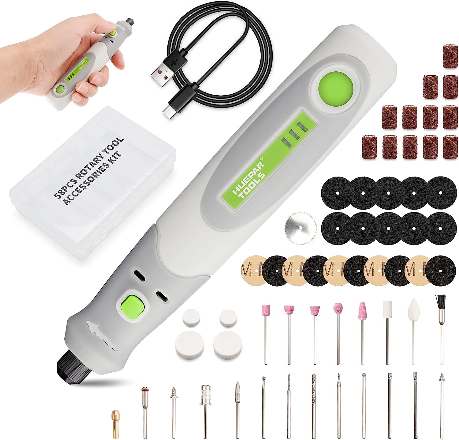 Cordless Rotary Tool Kit Accessories - ไฟฟ้าเจาะ Die เครื่องบดแกะสลักขัด 4V มินิไร้สายโรตารี่ชุดเครื่องมือชุดสําหรับ Huepar