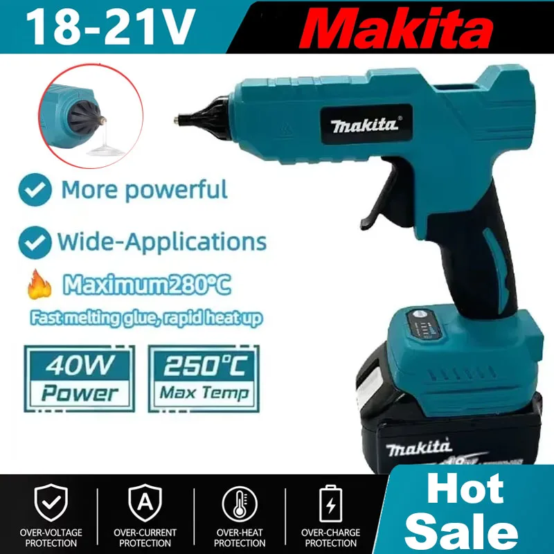 Hot Melt Glue Gun Cordless - ปืนกาวร้อนไร้สาย Makita 18V ใช้แบตเตอรี่ สำหรับงานเชื่อมด้วยลมร้อน งานฝีมือ