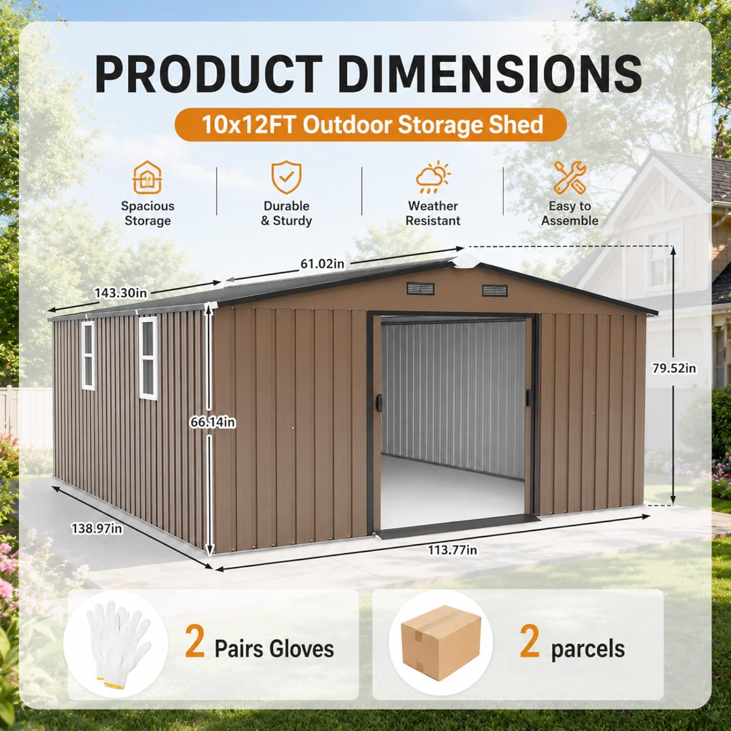 โรงเก็บของโลหะ ขนาด 10x12 ฟุต  - Garden Tools บทวิจารณ์และราคา
