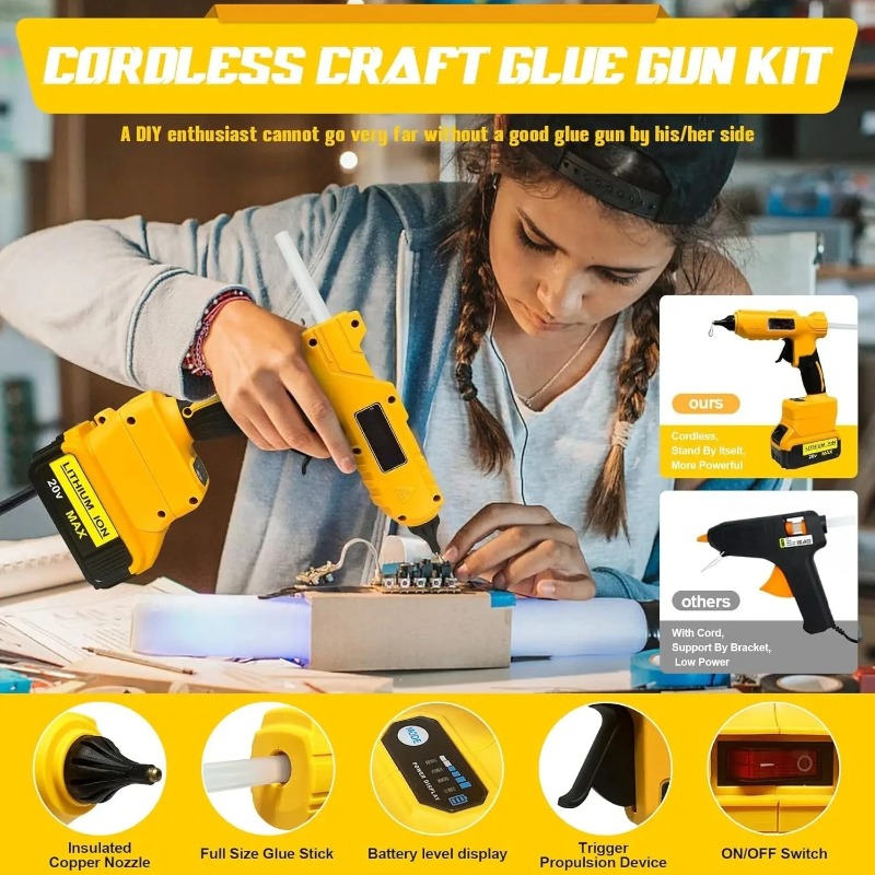 ปืนกาวร้อนไร้สายแบบมือถือสำหรั - Hot Melt Glue Gun Cordless บทวิจารณ์และราคา