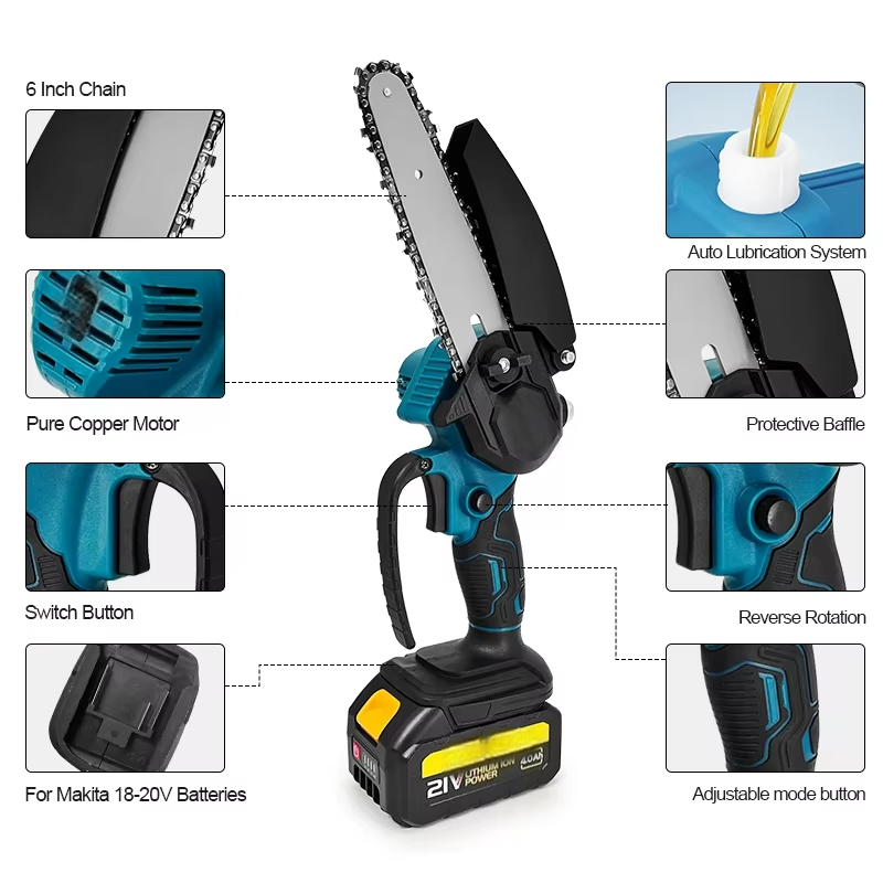 เลื่อยโซ่ไฟฟ้าขนาดเล็ก 6 นิ้ว  - Mini Electric Chainsaw 6 Inch บทวิจารณ์และราคา