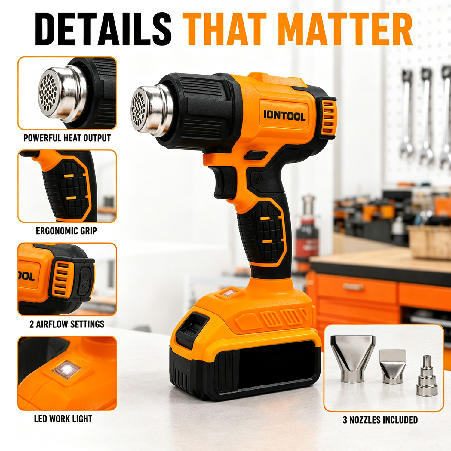 ปืนเป่าลมร้อนไร้สายสีเหลือง IO - Cordless Heat Gun For Shrink Tubing บทวิจารณ์และราคา