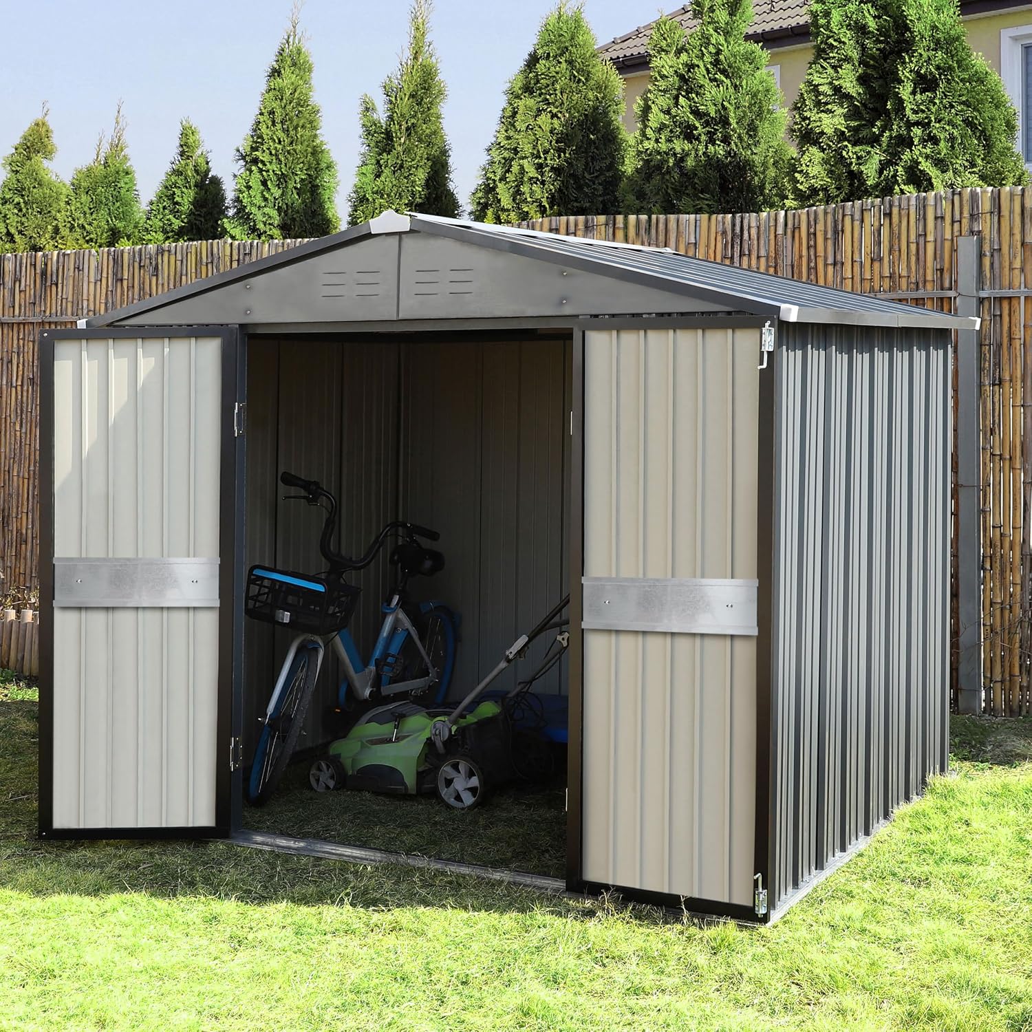 โรงเก็บของกลางแจ้งขนาด 10' x 1 - Garden Tools บทวิจารณ์และราคา