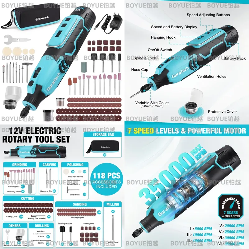 เครื่องมือโรตารี่ไร้สาย 12V คว - Cordless Rotary Tool Kit Accessories บทวิจารณ์และราคา