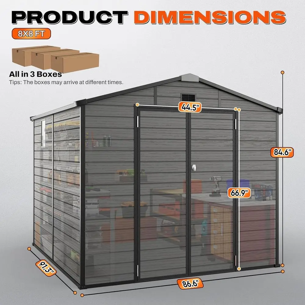 โรงเก็บของกลางแจ้งขนาด 8x8 ฟุต - Garden Tools บทวิจารณ์และราคา