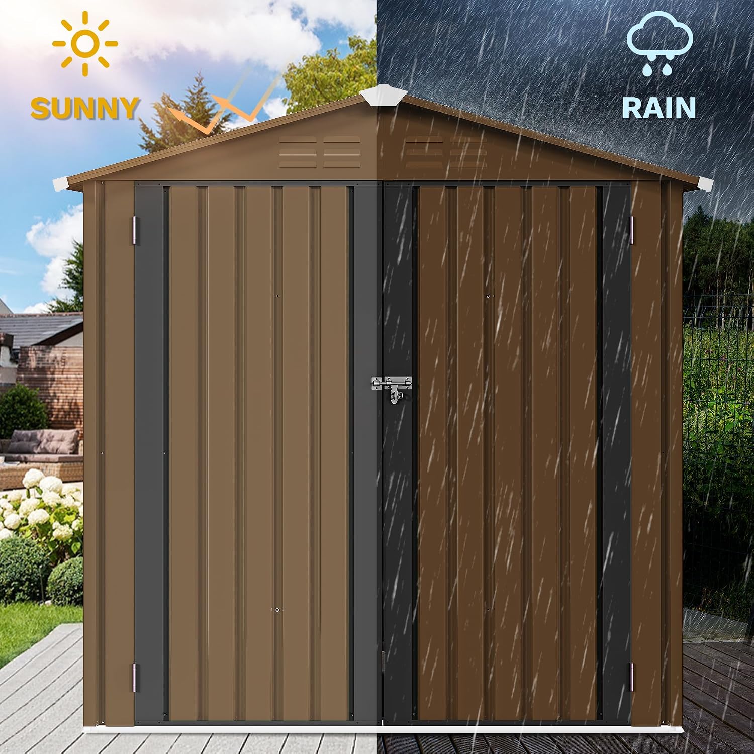โรงเก็บของกลางแจ้งโลหะขนาด 6x4 - Garden Tools บทวิจารณ์และราคา