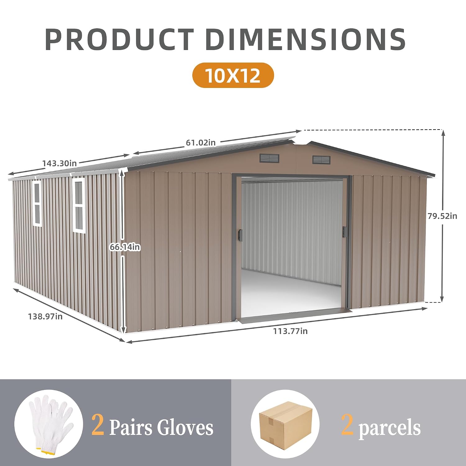 โรงเก็บของโลหะกลางแจ้งขนาด 10x - Garden Tools บทวิจารณ์และราคา