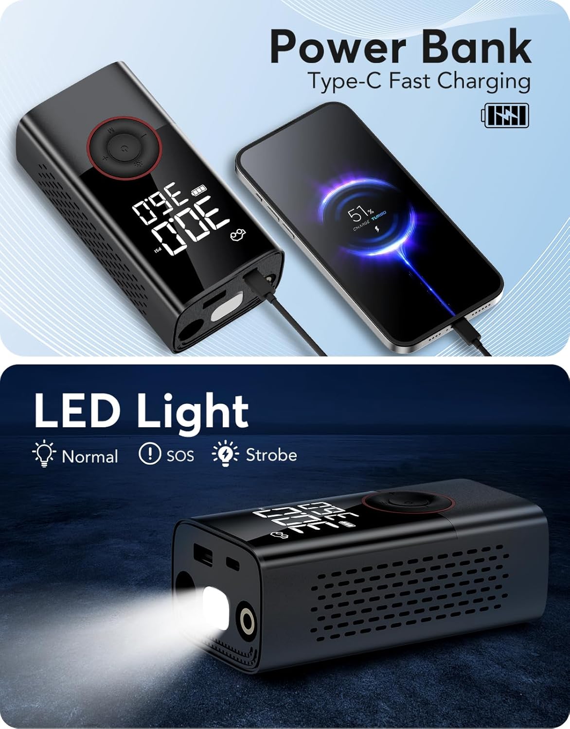 เครื่องสูบลมยางแบบพกพาไร้สายขน - Electrical บทวิจารณ์และราคา