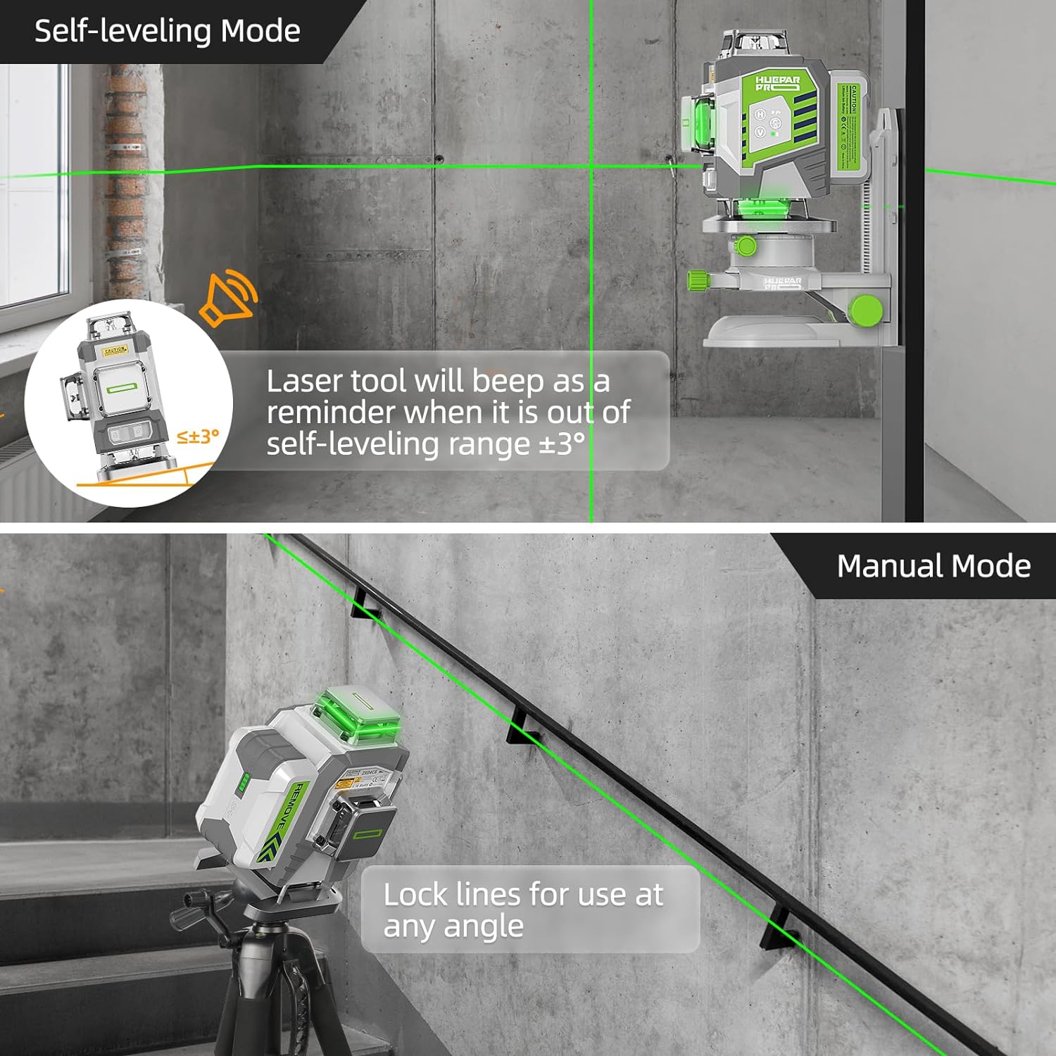Huepar 4D Cross Line Laser Lev - Laser Level 16 Lines 4D Green บทวิจารณ์และราคา