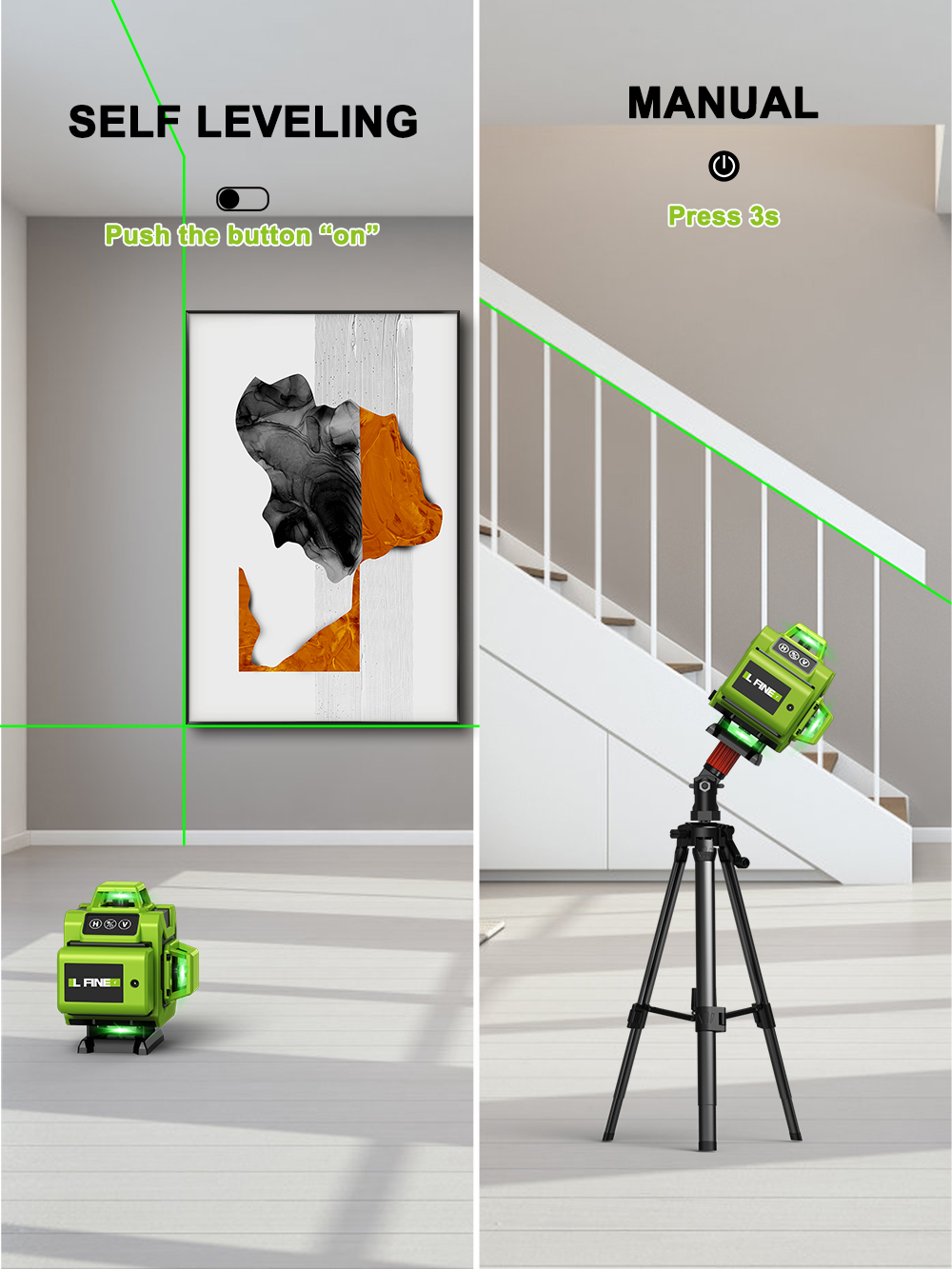 LFINE 4D 16 เส้น 360 Self-leve - Laser Level 16 Lines 4D Green บทวิจารณ์และราคา