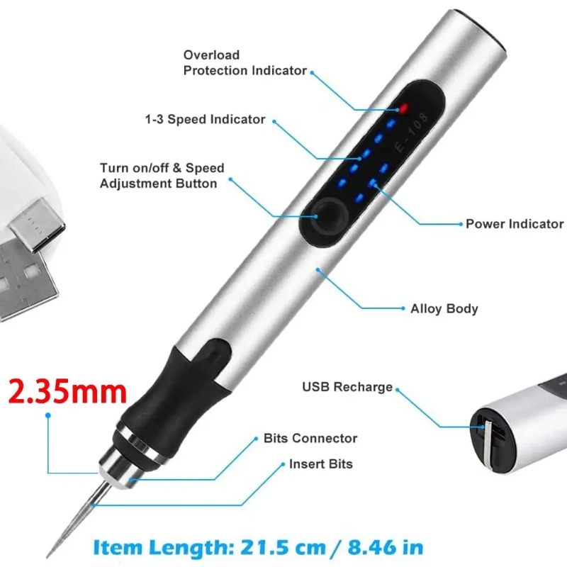 ปากกาแกะสลักไฟฟ้า USB ชุดเครื่ - Cordless Rotary Tool Kit Accessories บทวิจารณ์และราคา