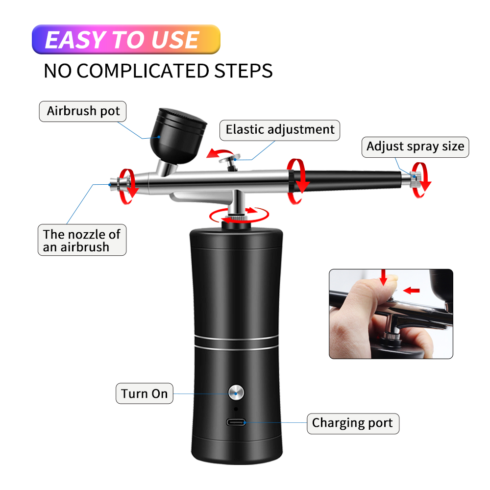 แบบพกพาไร้สาย Airbrush คอมเพรส - Airbrush Kit With Mini Compressor บทวิจารณ์และราคา