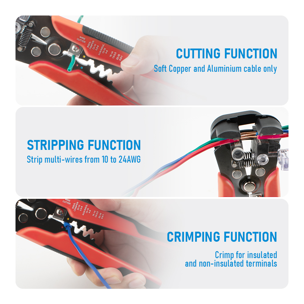 คีมตัดและปอกสายไฟอัตโนมัติสำหร - Automatic Wire Stripper Cutter บทวิจารณ์และราคา